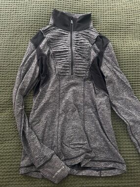 lululemon athletica Heathered Gray & Black Half-Zip Jacket